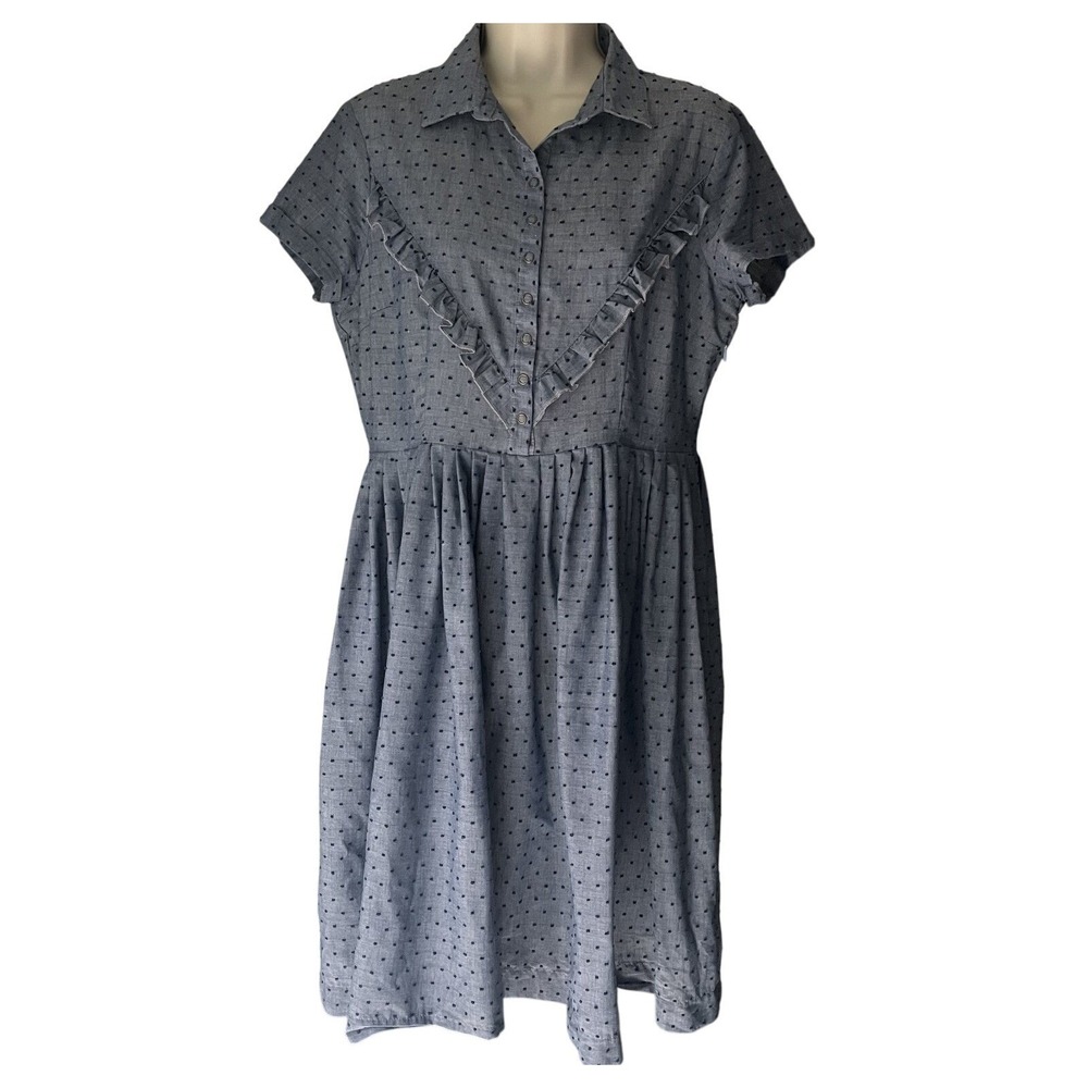 Rodeo By‎ Tuesday Of California Blue Swiss Dot Prairie Dress Medium